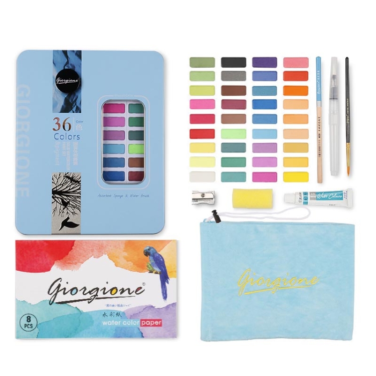 

36 Colors Solid Watercolor Paint Children Sketch Watercolor(Blue)