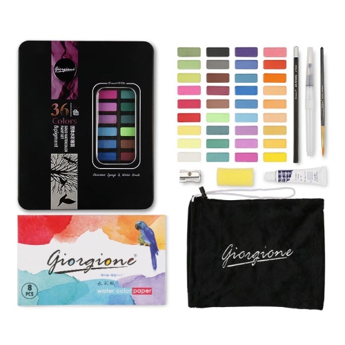 

36 Colors Solid Watercolor Paint Children Sketch Watercolor(Black)