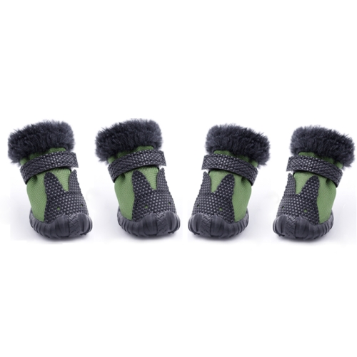 

4 PCS/Set Pet AutumnWinter Thicken Cotton Shoes Dog Warm And Non-Slip Shoes, Size: No. 3(Green)