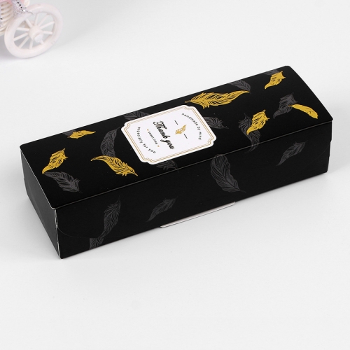

30 PCS Color Bronzing Long Packaging Gift Box Baking Packaging Box, Specification: Black Feather