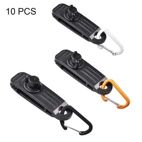 

10 PCS Outdoor Camping Canopy Windproof Clip Tent Additional Pull Point Plastic Clip Rainproof Tarp Fixing Clip, Colour: B Clip + Flat Buckle