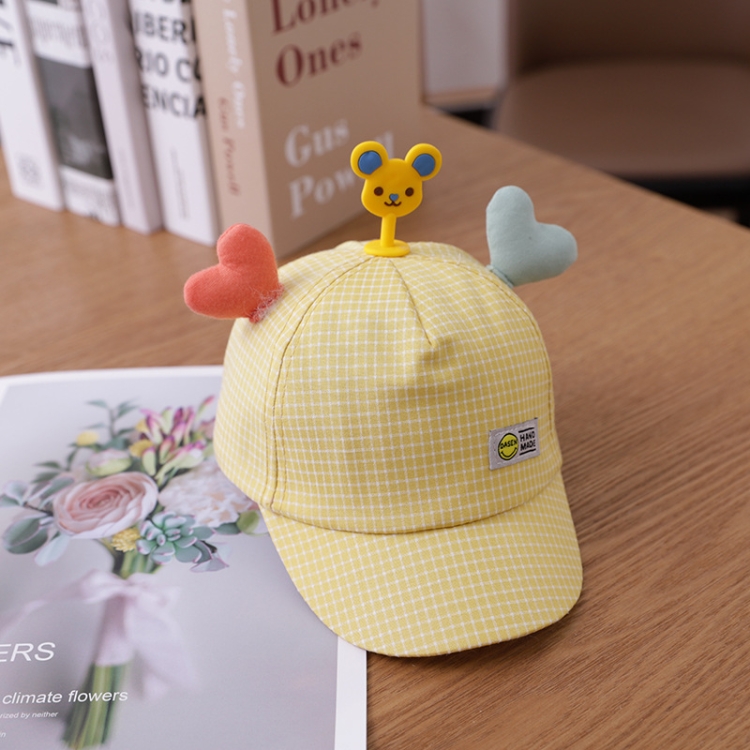 

C0461 Double Love-heart Cartoon Bear Shape Baby Baseball Cap, Size: 46cm Adjustable(Yellow)