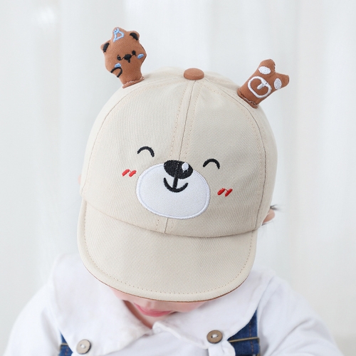 

C0451 Cute Bear Shape Baby Peaked Cap Spring Cotton Hat Soft Brim Sun Hat, Size: 48cm Adjustable(Beige)