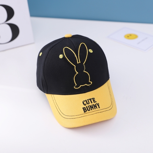 

C0477 Cartoon Long-Eared Rabbit Pattern Baby Baseball Hat Children Peaked Cap, Size: 50cm Adjustable(Black Top Yellow Brim)