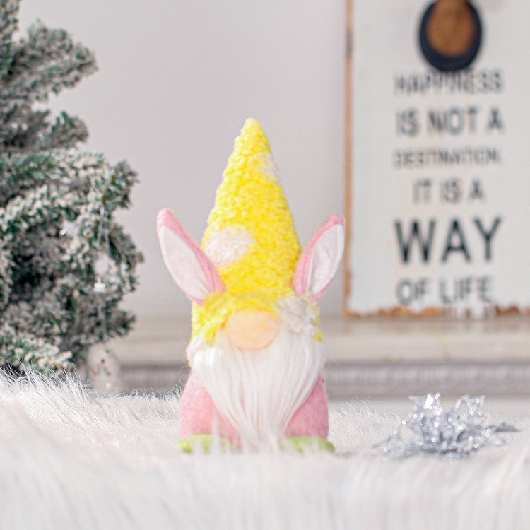 

2 PCS Christmas Easter Faceless Doll Decoration Desktop Cartoon Rabbit Doll Decoration Holiday Decoration(Yellow Cap)