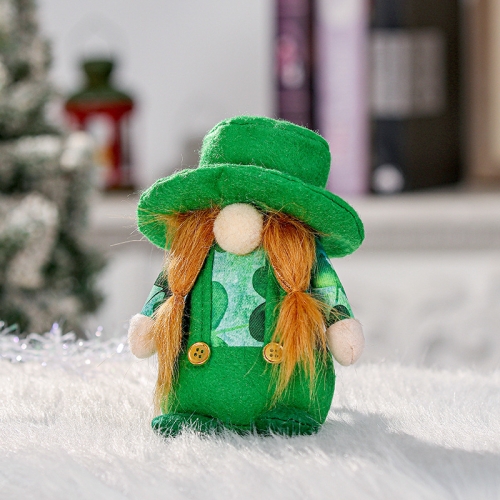 

2 PCS Christmas St. Patricks Day Faceless Doll Party Decoration Props Doll Ornament(Braids)