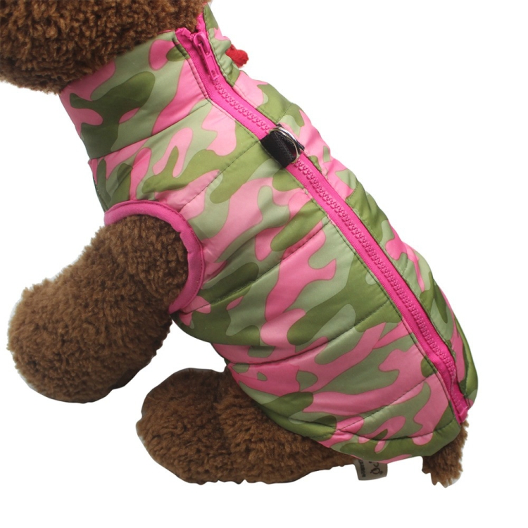 

Winter Windproof Pet Dog Coat Jacket Puppy Thick Vest Clothes(Pink Camouflage)