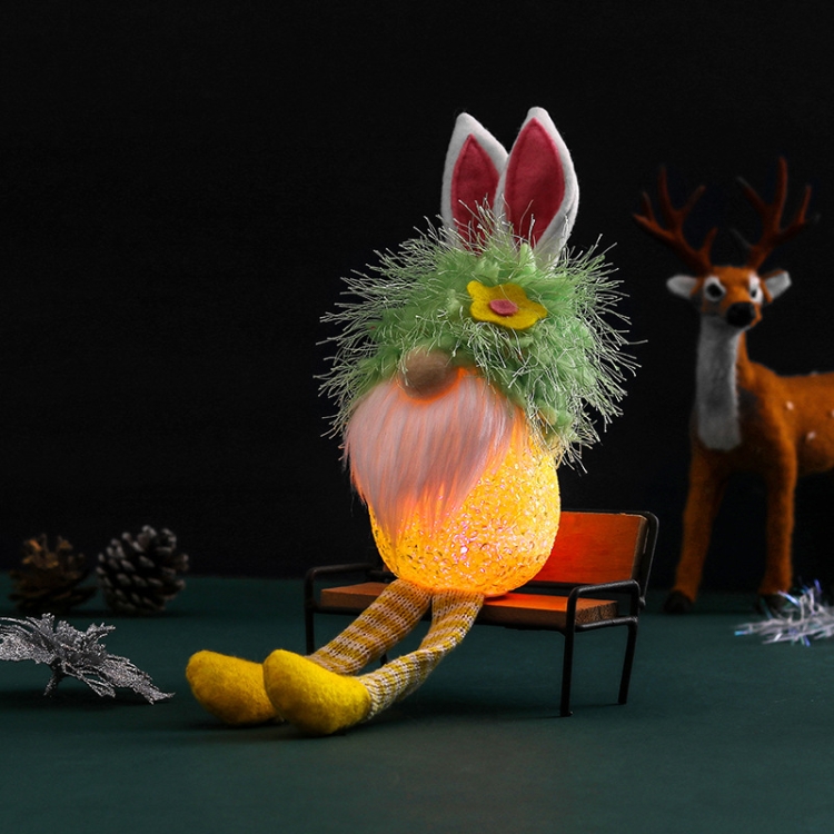 

Rabbit Ears Glowing Faceless Doll Decoration Easter Doll Props(Yellow)