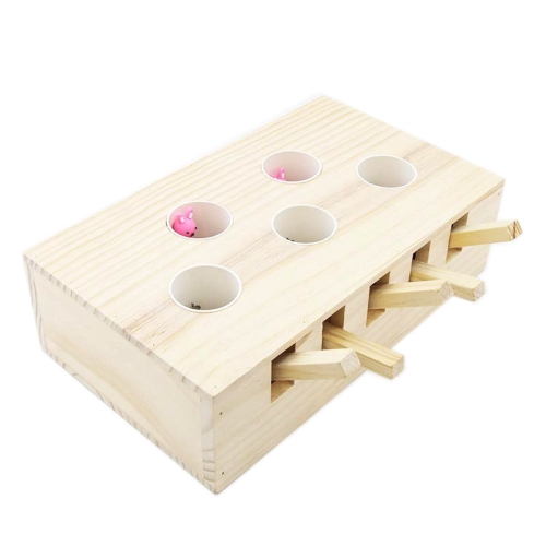 

Petalong Funny Cat Hamster Machine Toy Solid Wood Entertainment Pet Cat Supplies Cat Interactive Toy, Specification: Rectangular Hive Holes