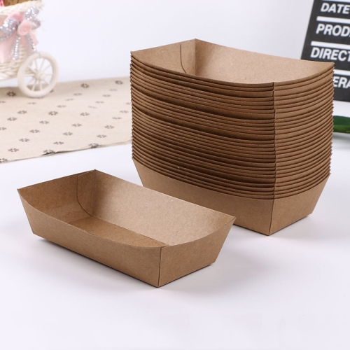 

100 PCS Waterproof And Oil-Proof Food Packaging Box Disposable Coated Takeaway Fast Food Carton, Specification: No. 6 Kraft Paper