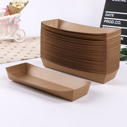 

100 PCS Waterproof And Oil-Proof Food Packaging Box Disposable Coated Takeaway Fast Food Carton, Specification: No. 5 Kraft Paper