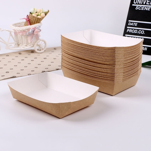 

100 PCS Waterproof And Oil-Proof Food Packaging Box Disposable Coated Takeaway Fast Food Carton, Specification: No. 3 Coated Cattle Card