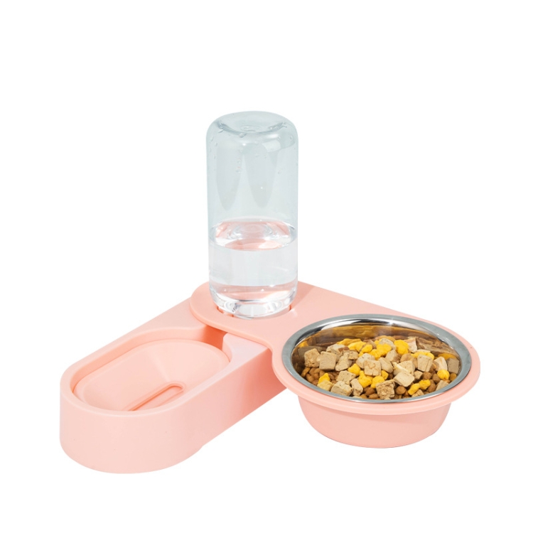 

Pet Supplies Dog Cat Food Bowl Folding Rotating Double Bowl, Specification: Pink With Bowl