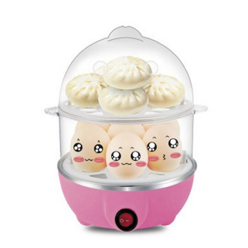 

Multifunctional Electric Boilers 2-Layer Rapid Egg Cooker Steamer Egg Poacher(Pink)