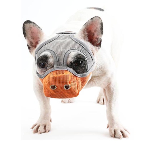 

Bulldog Mouth Cover Flat Face Dog Anti-Eat Anti-Bite Drinkable Water Mouth Cover M(Grey Orange)
