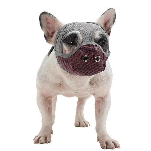 

Bulldog Mouth Cover Flat Face Dog Anti-Eat Anti-Bite Drinkable Water Mouth Cover L(Grey Red)