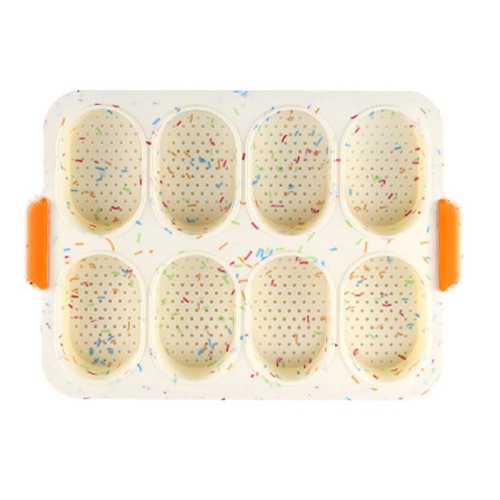 

Oval Cake Mold Silicone 8 Grid Non-Stick Household Cake Mold(White)