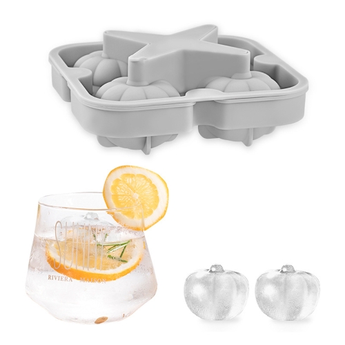 

Silicone Ice Tray Ice Ball Mold Pumpkin Round Ice Box Whiskey Beverage Ice Cube Mold(Light Gray)