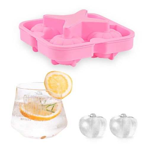 

Silicone Ice Tray Ice Ball Mold Pumpkin Round Ice Box Whiskey Beverage Ice Cube Mold(Rose Red)