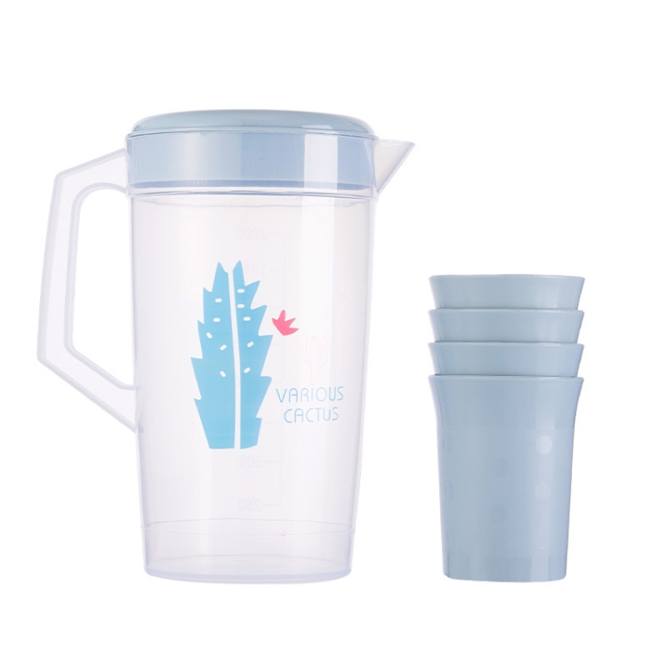 

2 Sets Large Capacity Cold Water Bottle With Cup Hotel Household Plastic Cold Water Bottle Set(Blue)