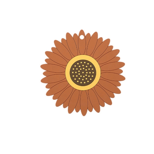 

3 PCS PVC Sunflower Table Mat Silicone Coaster Household Waterproof Non-Slip Insulation Pad, Specification: Medium(Brown)