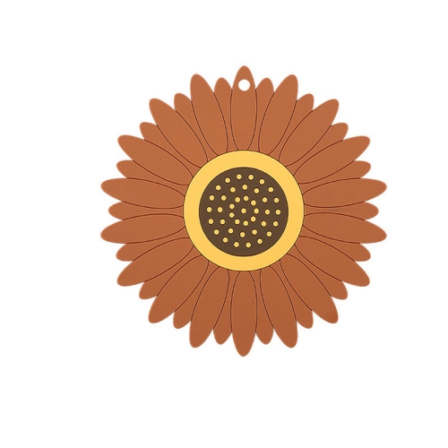 

3 PCS PVC Sunflower Table Mat Silicone Coaster Household Waterproof Non-Slip Insulation Pad, Specification: Large(Brown)