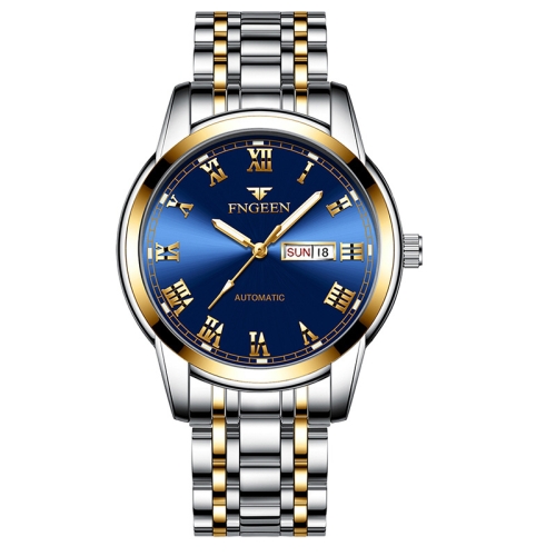 

FNGEEN 4002 Men Roman Numeral Dial Sports Watch Student Luminous Quartz Watch(Between Gold Blue Surface)