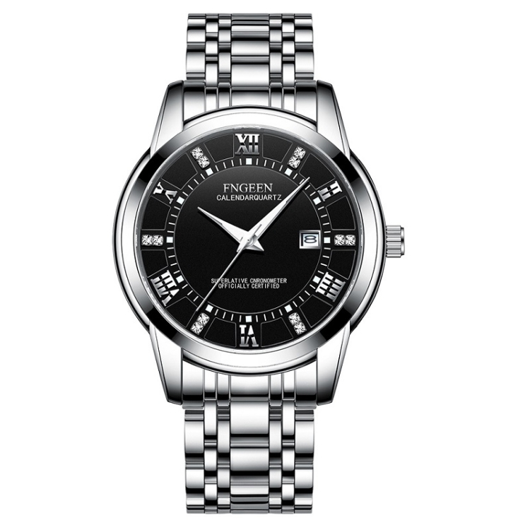 

FNGEEN 2081 Men Quartz Watch Student Luminous Sports Watch(White Steel Black Surface)
