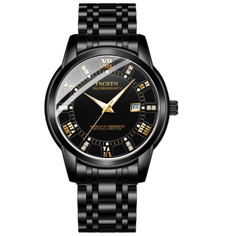 

FNGEEN 2081 Men Quartz Watch Student Luminous Sports Watch(Black Steel Black Surface Gold Nails)