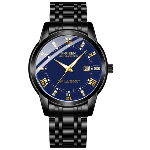 

FNGEEN 2081 Men Quartz Watch Student Luminous Sports Watch(Black Steel Blue Surface Gold Nails)