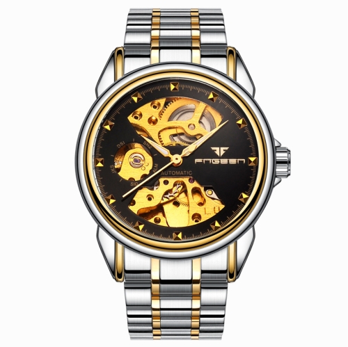 

FNGEEN 8818 Men Automatic Mechanical Watch Double-Sided Hollow Watch(Between Gold Black Surface)