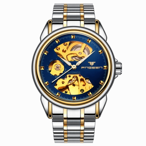 

FNGEEN 8818 Men Automatic Mechanical Watch Double-Sided Hollow Watch(Between Gold Blue Surface)