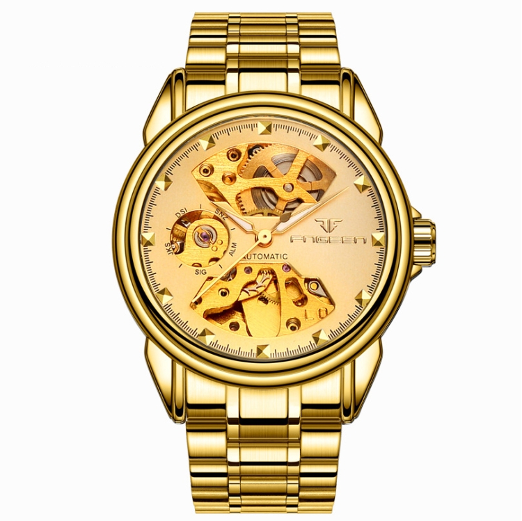 

FNGEEN 8818 Men Automatic Mechanical Watch Double-Sided Hollow Watch(Gold And Gold Surface)