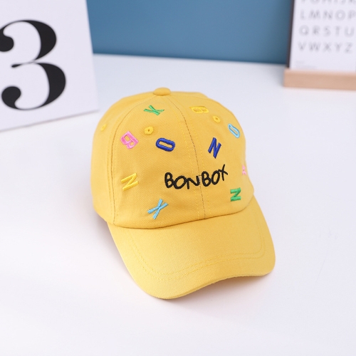 

C0538 Color Embroidery Letters Children Baseball Cap Peaked Cap, Size: 50cm Adjustable(Yellow)