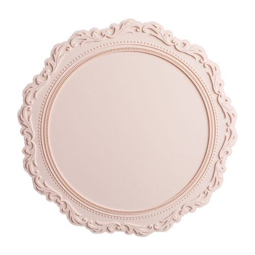 

Embossed Silicone Heat Insulation Pad Decorative Mat Thick Round Silicone Pot Mat(Fog Pink)