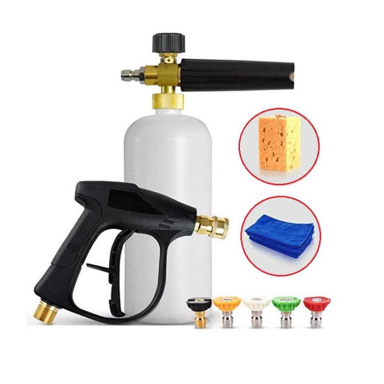 

9 PCS / Set Pressure Washer Car Wash Tools with High Pressure Water Gun+Foam Pot+5 PCS Nozzle+Towel+Sponge