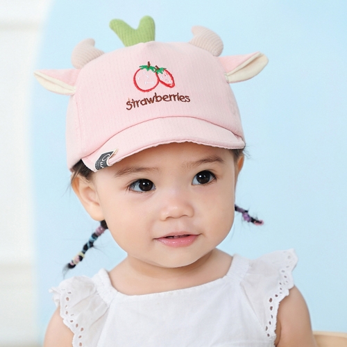 

C0495 Cartoon Fruit Pattern Horns Infant Peaked Cap Spring Baby Sun Cap, Size: 48cm Adjustable(Pink)