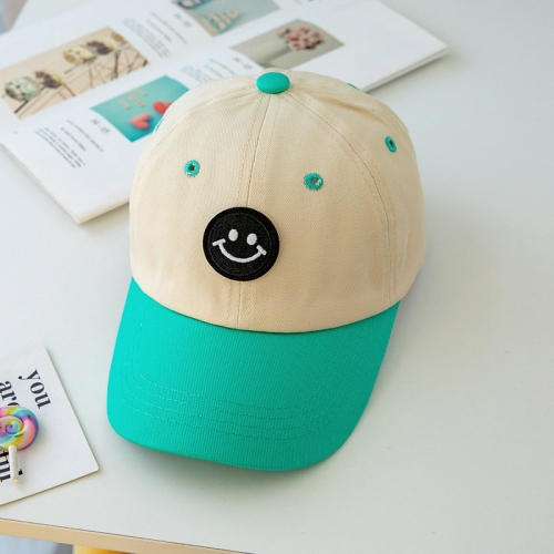 

C0408 Spring Smiley Pattern Baby Peaked Cap Sunscreen Shade Baseball Hat, Size: 48-52cm(Aqua Green)