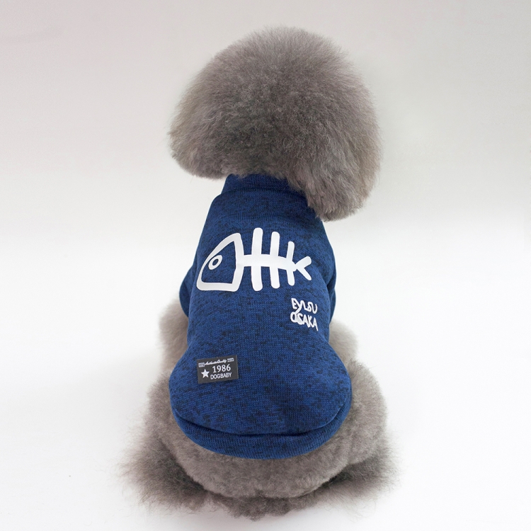 

Autumn Winter Pet Clothes Pet Vest Fishbone Hoodie for Puppy Dog, Size:L(Blue)