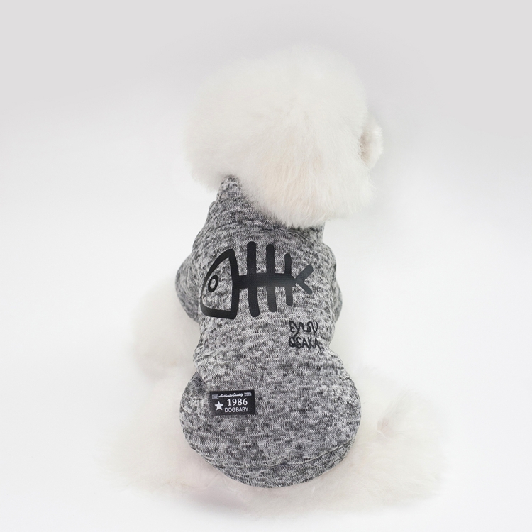

Autumn Winter Pet Clothes Pet Vest Fishbone Hoodie for Puppy Dog, Size:L(Grey)