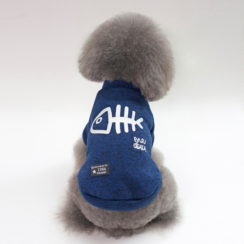 

Autumn Winter Pet Clothes Pet Vest Fishbone Hoodie for Puppy Dog, Size:XXL(Blue)