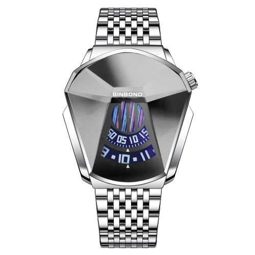 

BINBONG 01 Men Locomotive Concept Diamond Dial Quartz Watch(White Steel White Surface)
