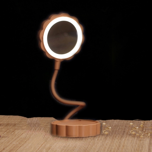 

YLM-YB0800 Creative Mooncake Multifunctional Vanity Mirror Folding USB Charging Table Lamp(Brown)