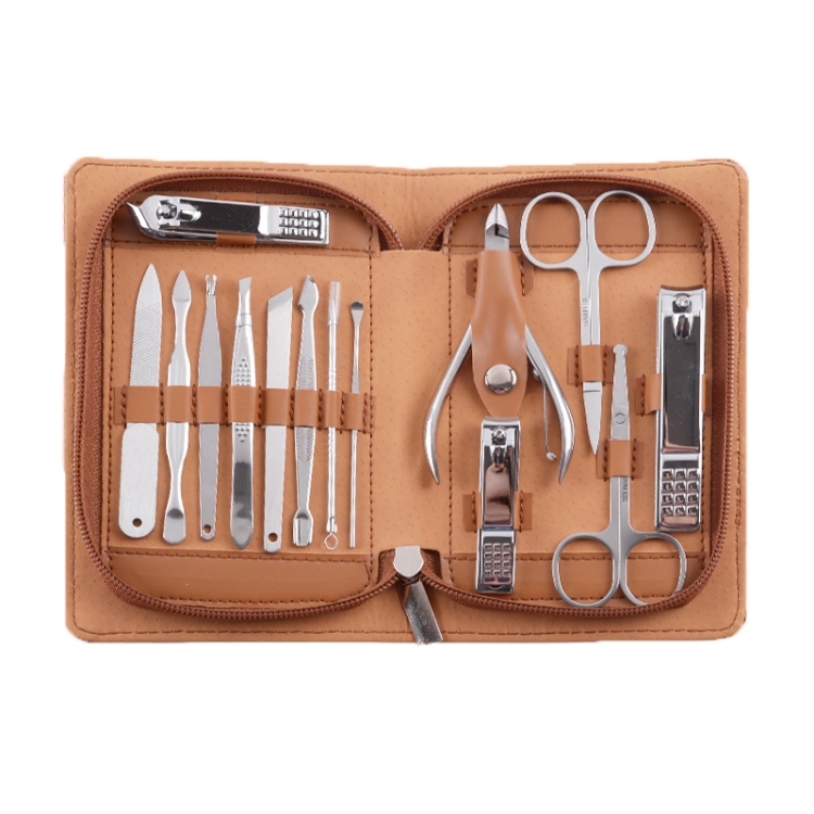 

14 In 1 Nail Clippers Set Stainless Steel Beauty Manicure Tool(Brown)
