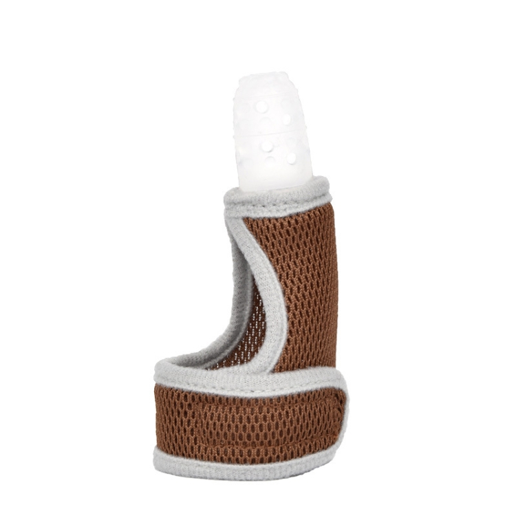 

ZT001 Baby Silicone Molar Finger Cots Children Anti-Bite Hand Breathable Thumb Cots Teether Maternal And Baby Products(Coffee Color-Transparent)