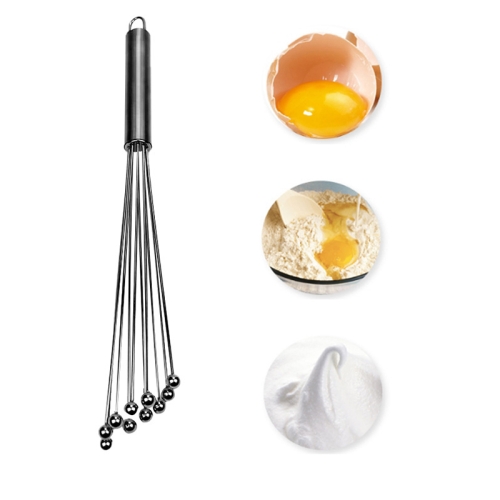 

2 PCS Manual Whisk Stainless Steel Glass Bead Egg Whisk Kitchen Household Hand-Held Baking Tools Type A 12 Inch