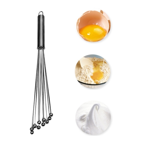 

2 PCS Manual Whisk Stainless Steel Glass Bead Egg Whisk Kitchen Household Hand-Held Baking Tools Type A 10 Inch