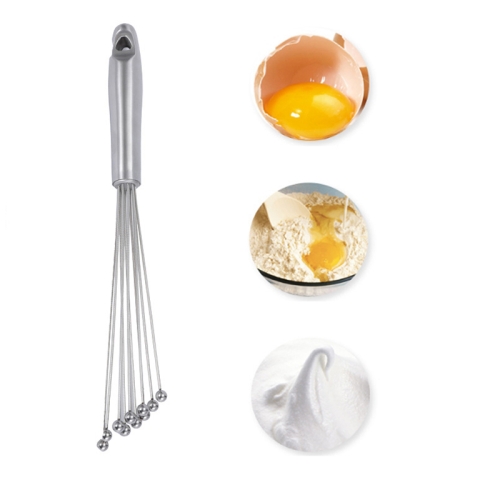 

2 PCS Manual Whisk Stainless Steel Glass Bead Egg Whisk Kitchen Household Hand-Held Baking Tools Type C 12 inch