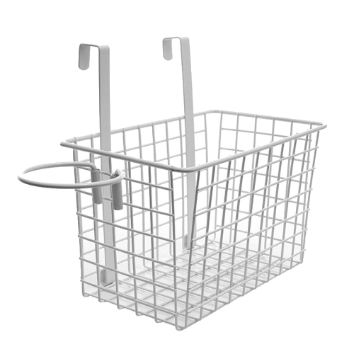 

Dormitory Wrought Iron Storage Basket Household Bathroom Rack(White)