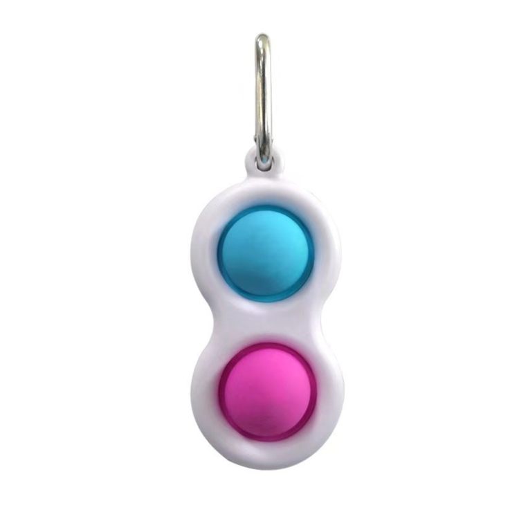 

3 PCS Press Bubble Fun Mini Pressure Relief Fingertip Toy Silicone Finger Practice Keychain(Pink + Blue)